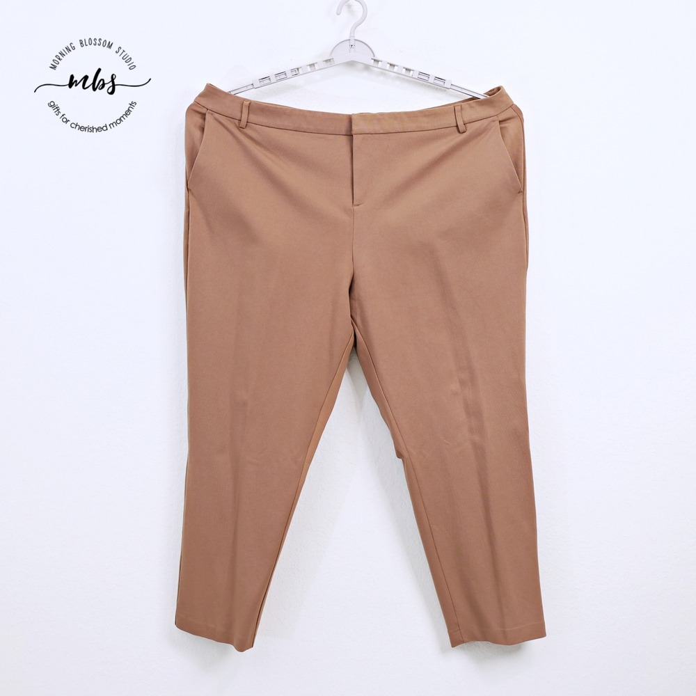 NWOT Korye Straight Leg Mid Rise Flat Front Pants Minimalist Brown Women 24W